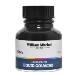 Gwasz kaligraficzny w płynie - William Mitchell - czarny, 30 ml