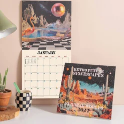 Kalendarz ścienny 2027 - Good Tuesday - Retro Future Spacescapes 30 × 30 cm