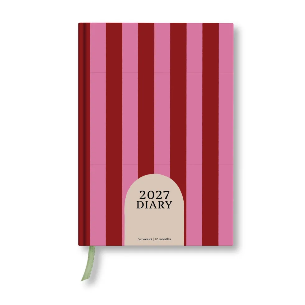 Kalendarz tygodniowy 2027 - Good Tuesday - Pink & Red Stripe