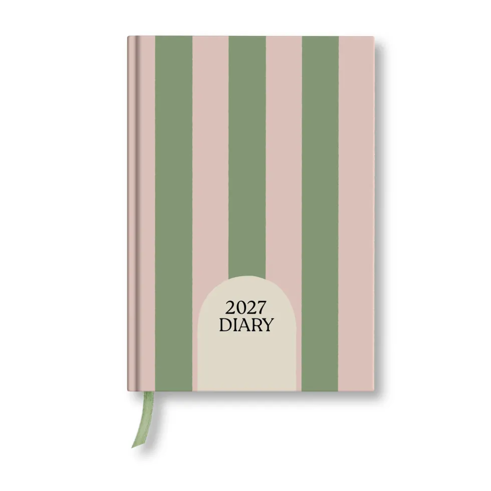 Kalendarz tygodniowy 2027 - Good Tuesday - Sage Stripe