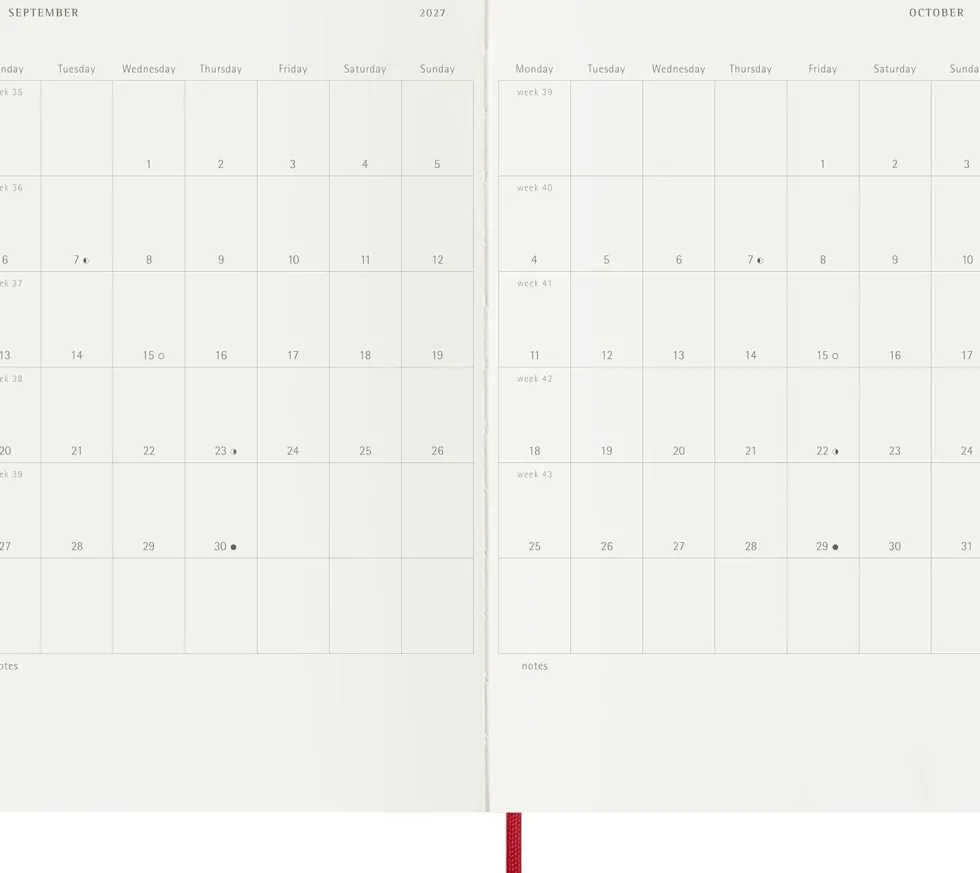 Kalendarz tygodniowy 2026/2027 L - Moleskine - Scarlet Red