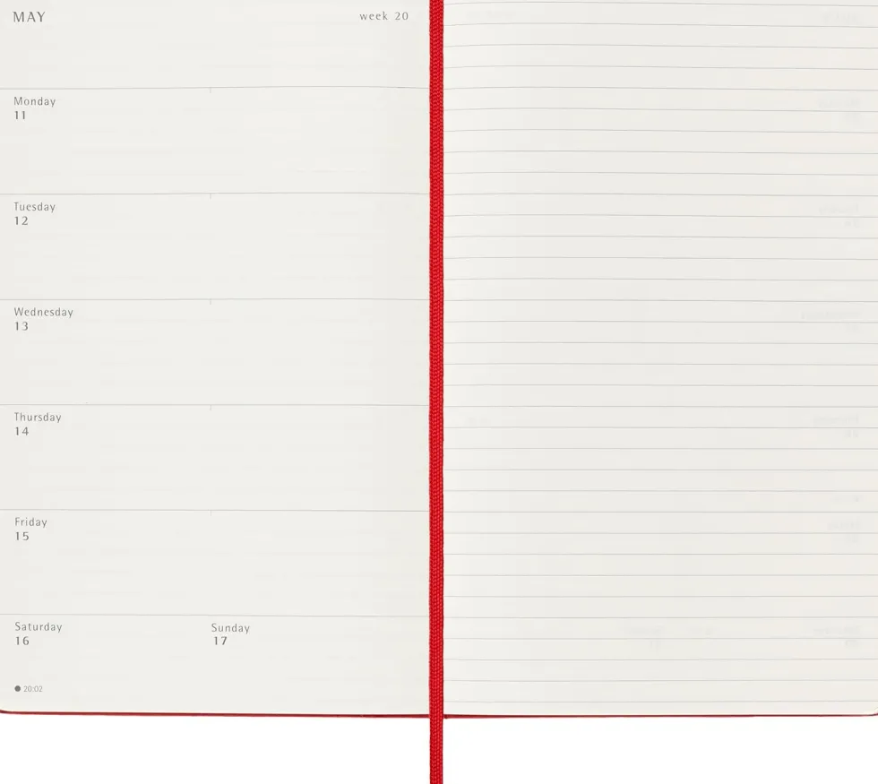 Kalendarz tygodniowy 2026/2027 L - Moleskine - Scarlet Red