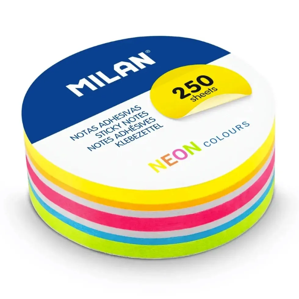 Karteczki samoprzylepne okrągłe - Milan - Fluo 6,7 cm 250 szt.