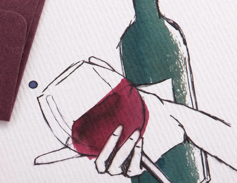 Kartka okolicznościowa A6 - Gmund - Illustration Bottle of Wine