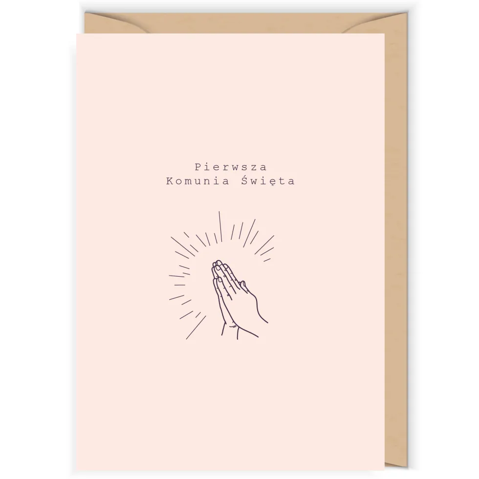 Kartka okolicznościowa - Cudowianki - I Komunia Święta Minimalistyczna, 12 x 17 cm