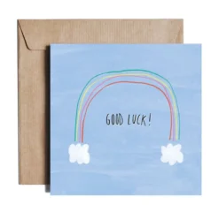 Kartka okolicznościowa - PiesKot - Good luck rainbow, 14,5 x 14,5 cm