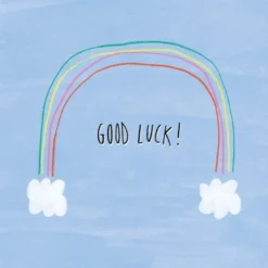 Kartka okolicznościowa - PiesKot - Good luck rainbow, 14,5 x 14,5 cm