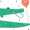 Kartka okolicznościowa - PiesKot - Happy crocodile, 14,5 x 14,5 cm