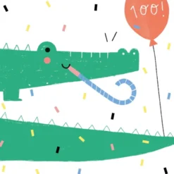 Kartka okolicznościowa - PiesKot - Happy crocodile, 14,5 x 14,5 cm