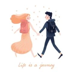 Kartka okolicznościowa - PiesKot - Life is a journey, 14,5 x 14,5 cm