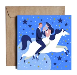 Kartka okolicznościowa 14,5 x 14,5 cm - PiesKot - Royal Blue Wedding