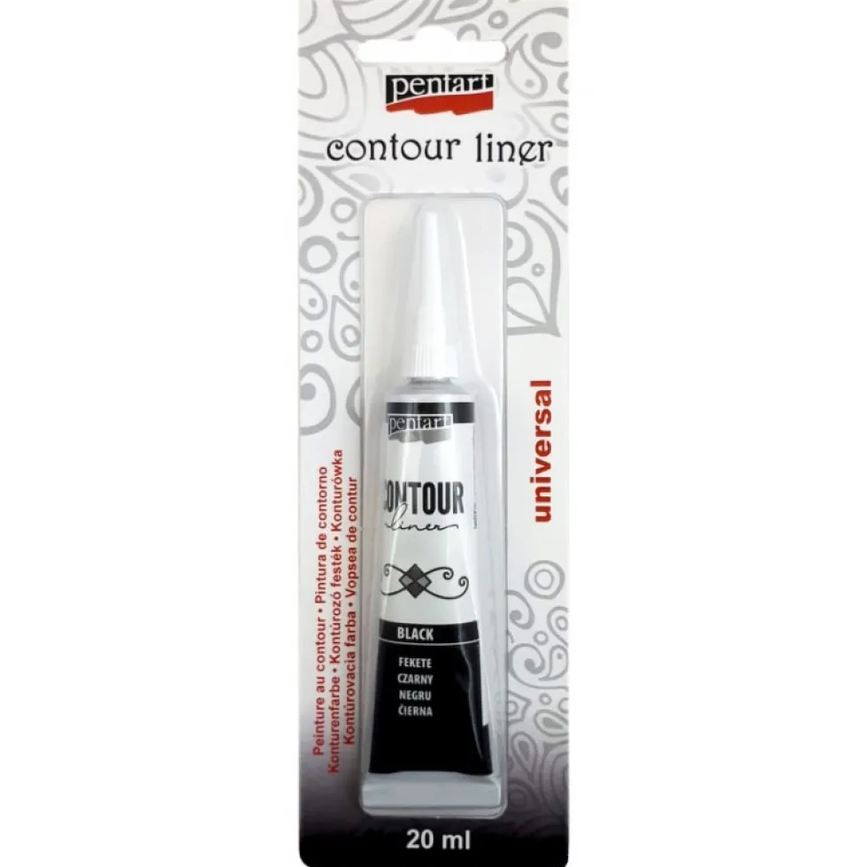 Konturówka do szkła - Pentart - czarna, 20 ml