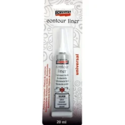 Konturówka do szkła - Pentart - srebrna metaliczna, 20 ml