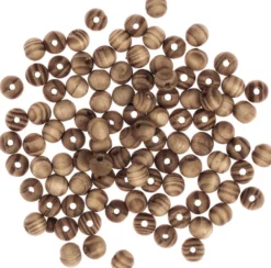 Koraliki drewniane kulki - DpCraft - sosnowe ciemne, 1 cm, 100 szt.