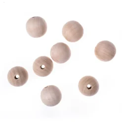 Koraliki, kulki drewniane - DpCraft - naturalne, 3 cm, 8 szt.