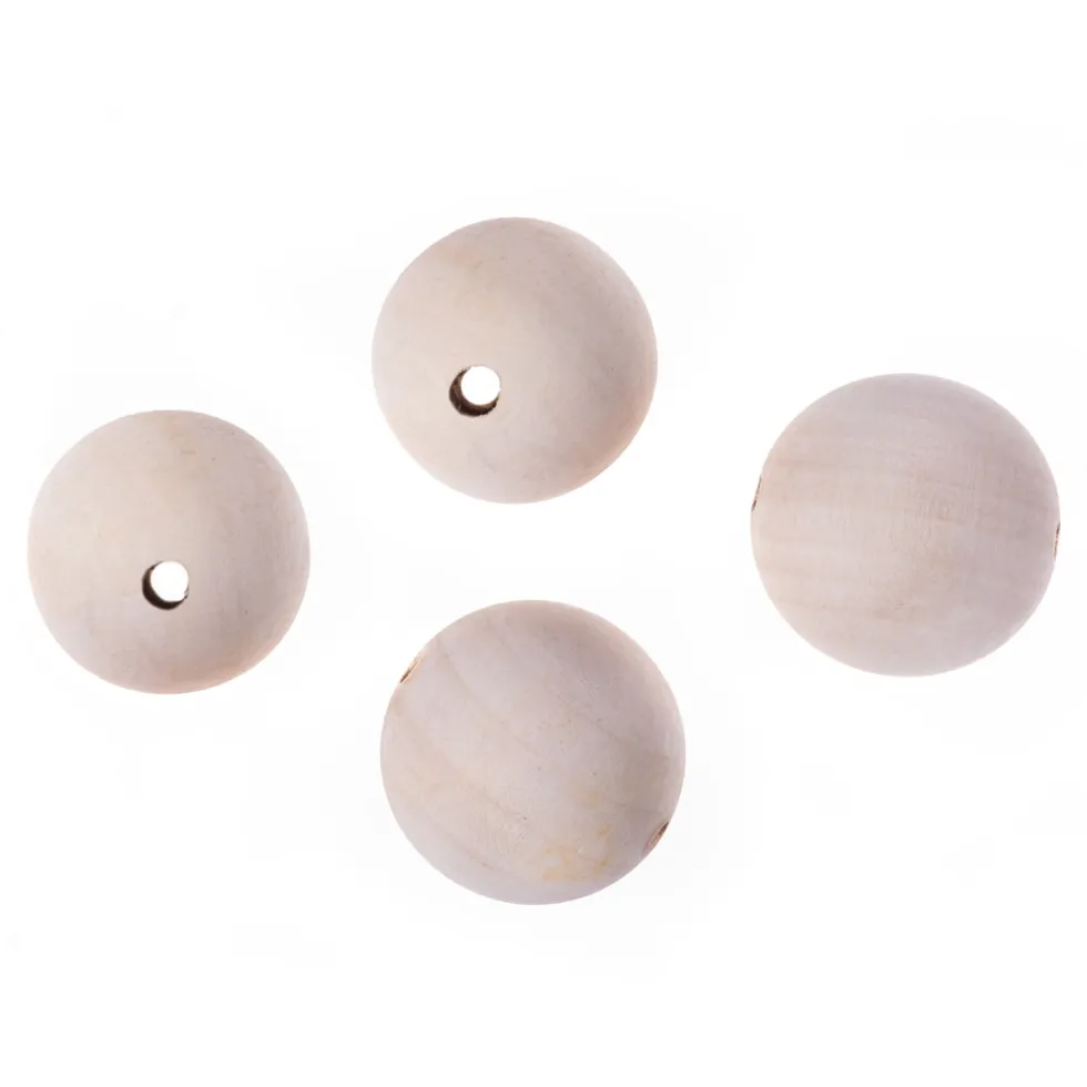 Koraliki, kulki drewniane - DpCraft - naturalne, 4 cm, 4 szt.