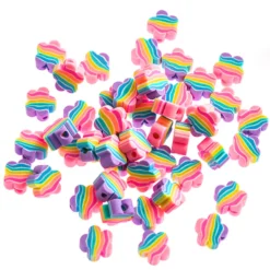 Koraliki polimerowe Tęczowe Kwiatki - DpCraft - 1 cm, 48 szt.
