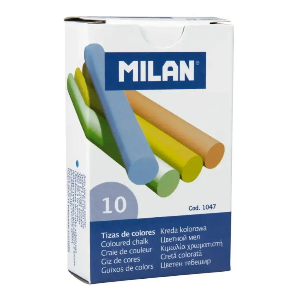 Kreda szkolna tablicowa - Milan - kolorowa okrągła 10 szt.