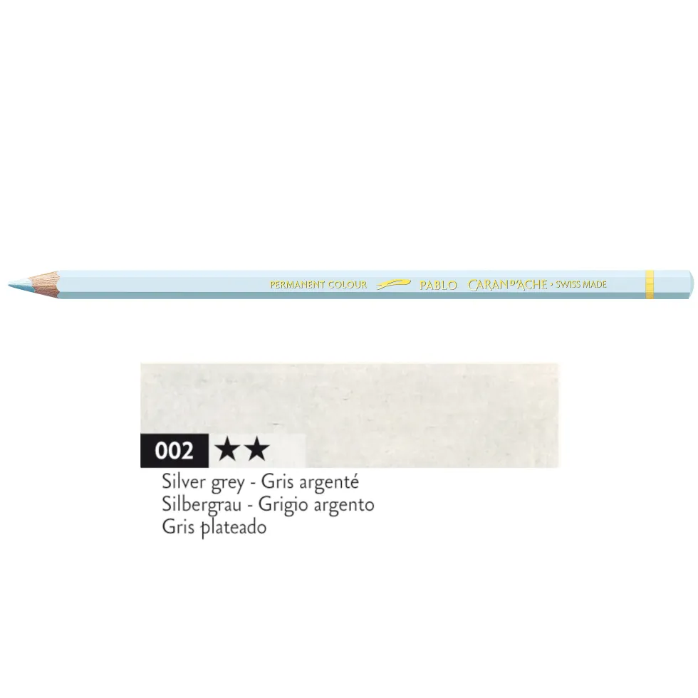 Kredka ołówkowa Pablo - Caran d'Ache - 002, Silver Grey