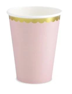 Kubeczki papierowe - różowo-złote, 220 ml, 6 szt.