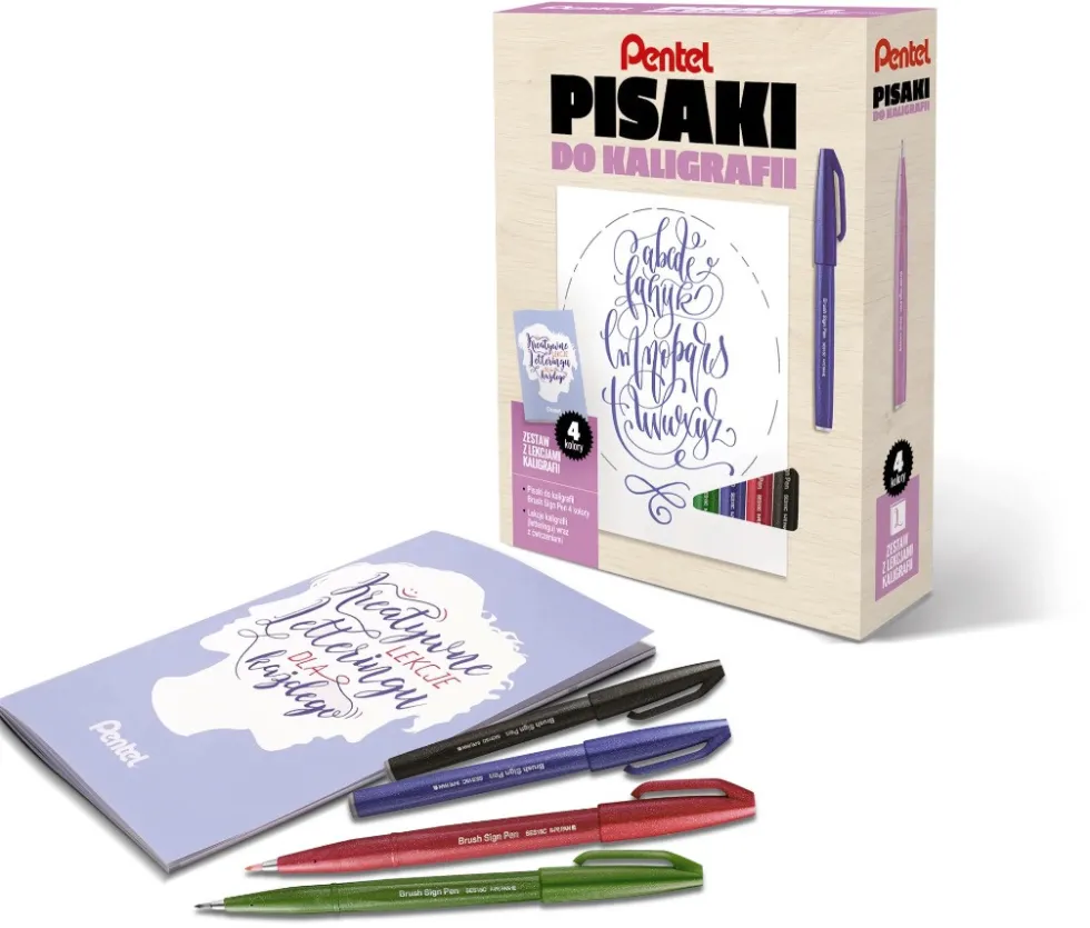 Kurs letteringu, zestaw do kaligrafii - Pentel - ABCD