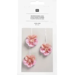 Kwiaty z bibuły Bratki - Rico Design - różowe, 11 cm, 3 szt.