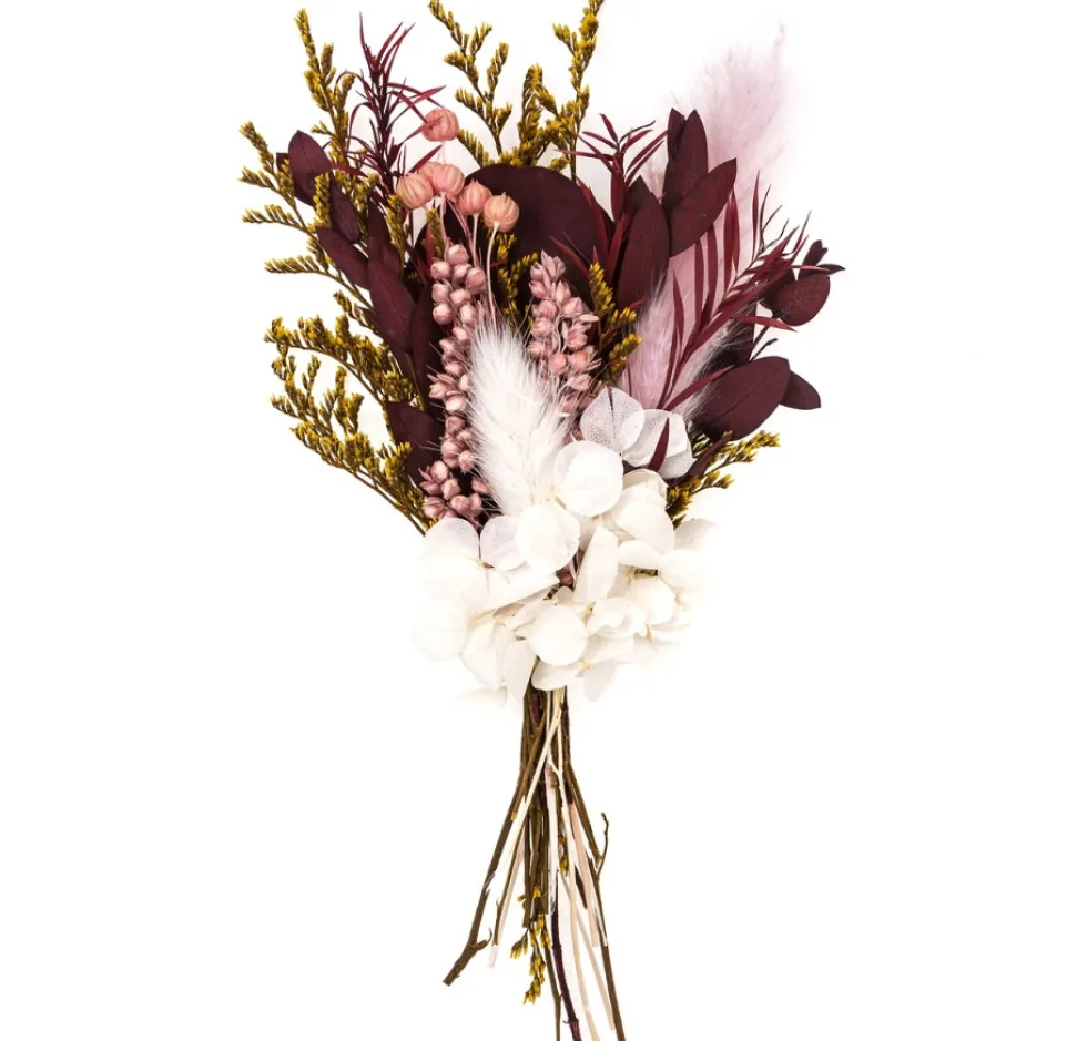 Mini bukiet suszonych kwiatów Burgundy Queen - DpCraft - 20 cm