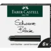 Naboje atramentowe - Faber-Castell - czarne, krótkie, 6 szt.