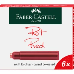 Naboje atramentowe - Faber-Castell - czerwone, krótkie, 6 szt.