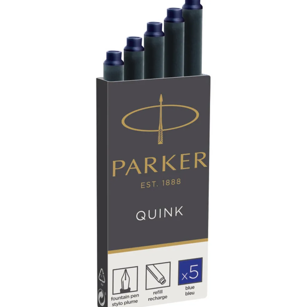 Naboje atramentowe Quink do piór wiecznych - Parker - niebieskie, 5 szt.