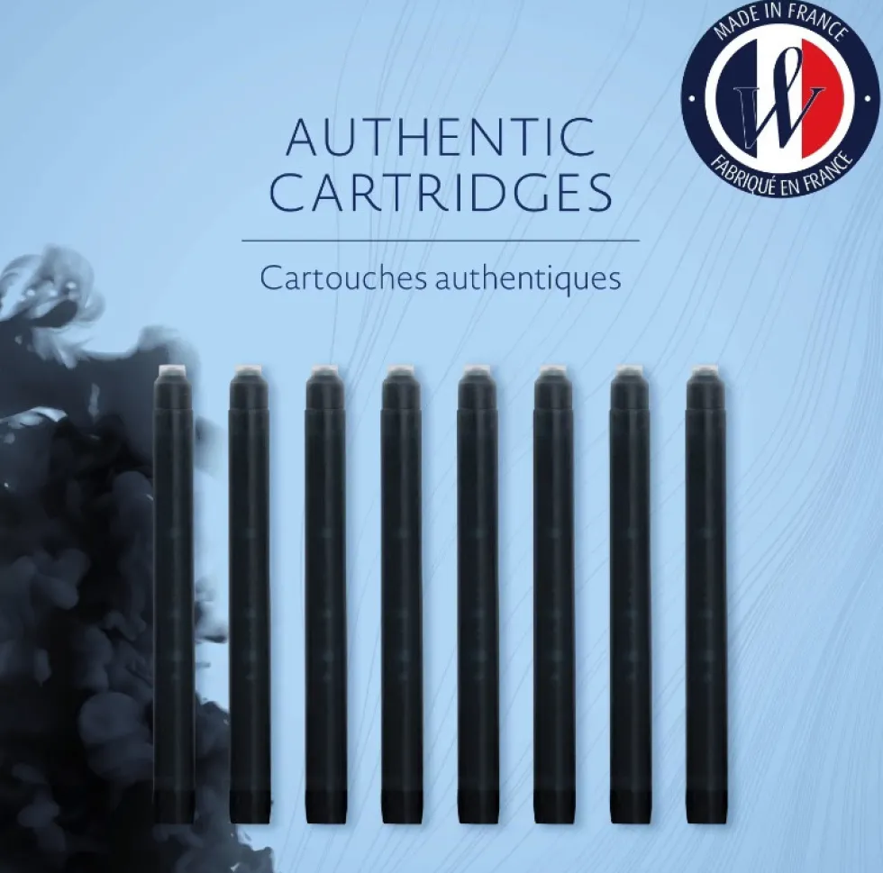 Naboje atramentowe - Waterman - Long, Intense Black, 8 szt.