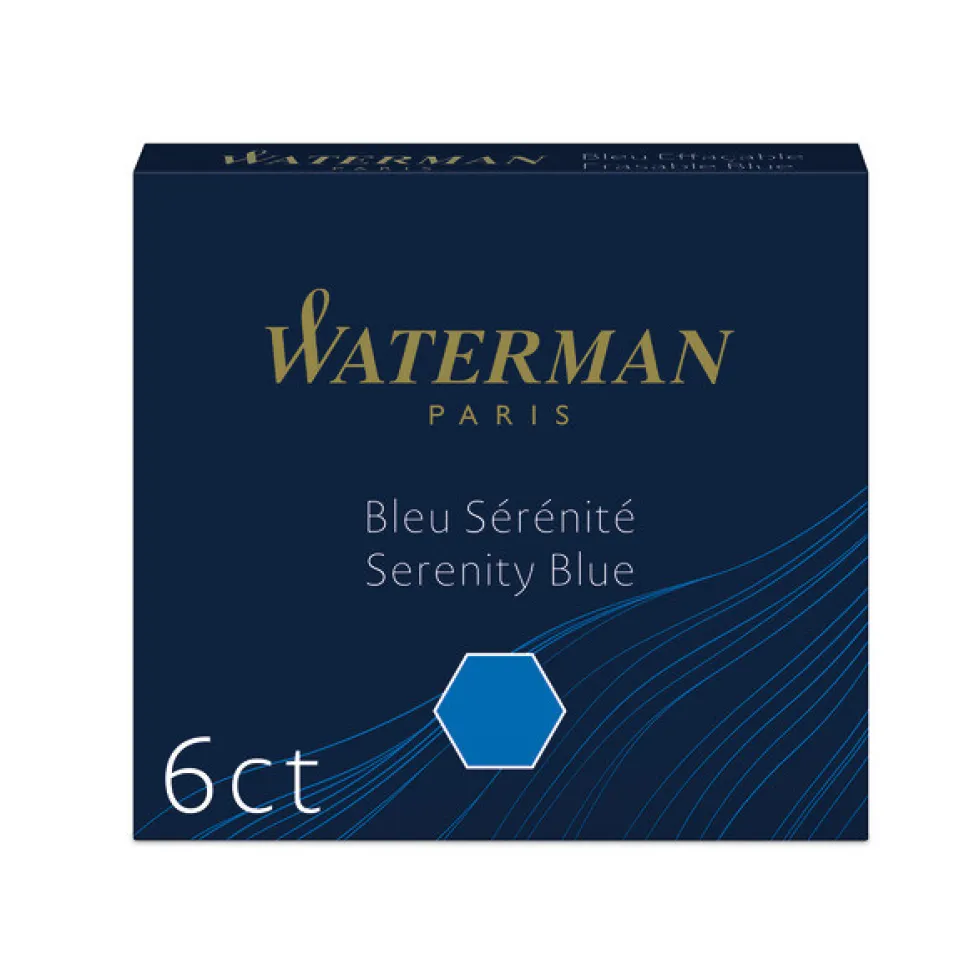 Naboje atramentowe - Waterman - Short, Serenity Blue, 6 szt.
