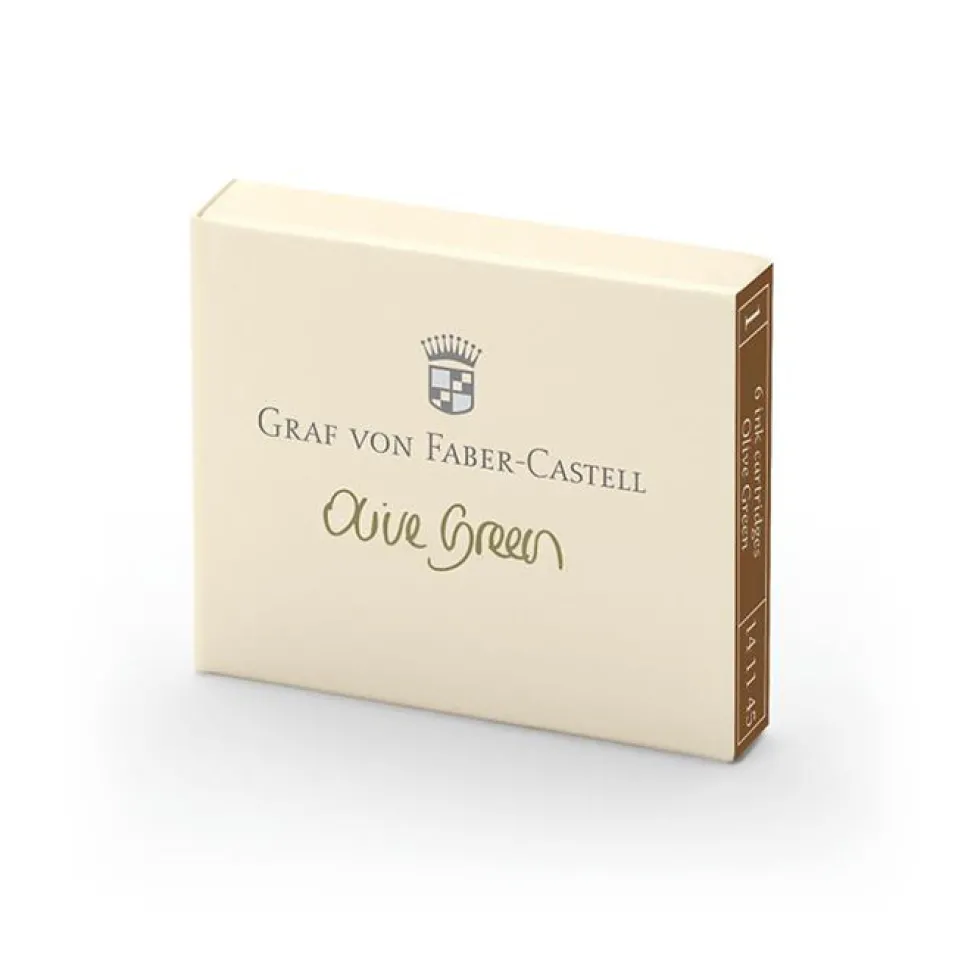 Naboje do piór wiecznych - Graf Von Faber-Castell - Olive Green, 6 szt.