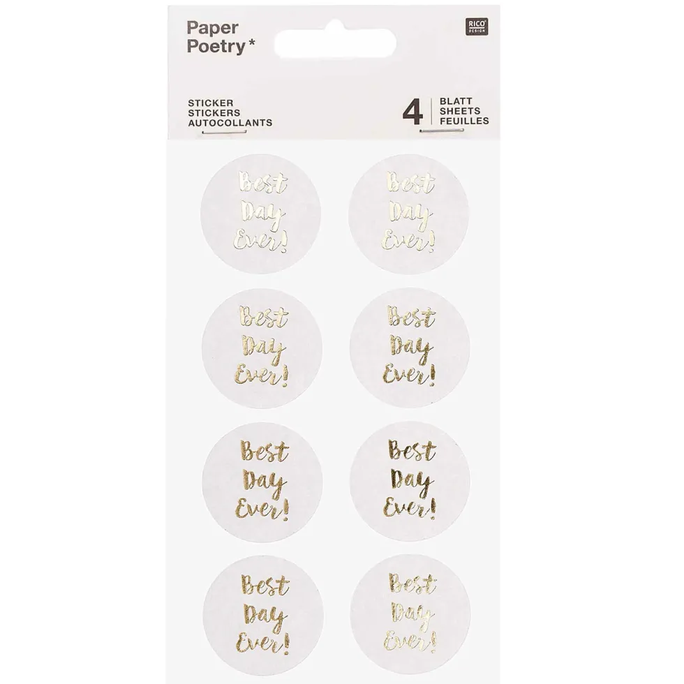 Naklejki Best Day Ever - Paper Poetry - białe, 32 szt.