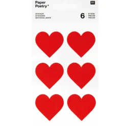 Naklejki filcowe Serca - Paper Poetry - duże, czerwone, 6 szt.