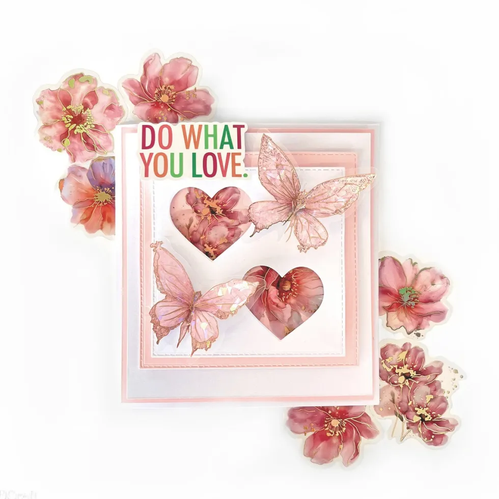 Naklejki foliowe połyskujące Kwiaty - DpCraft - Pink Blush 20 szt.