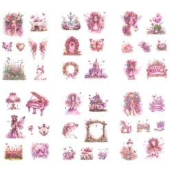 Naklejki foliowe połyskujące Wróżki - DpCraft - Pink 6 ark.