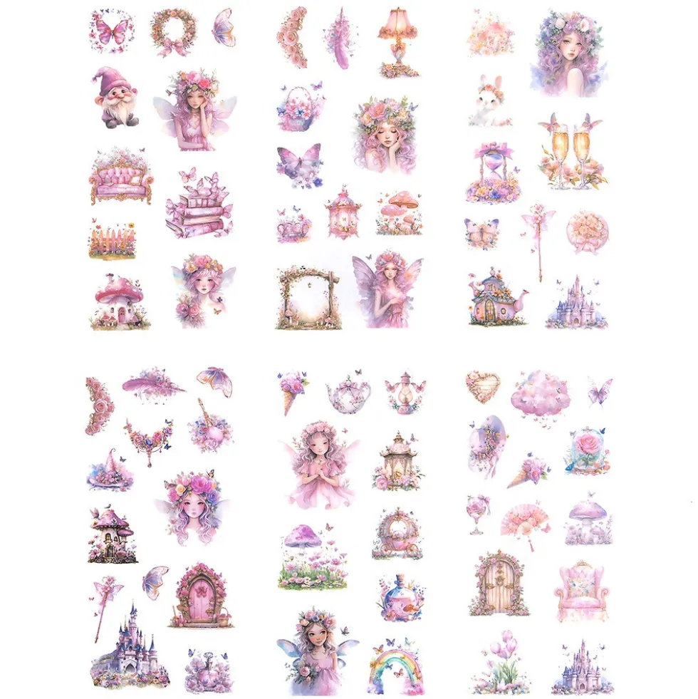 Naklejki foliowe Wróżki - DpCraft - Crystal Pink 6 ark.