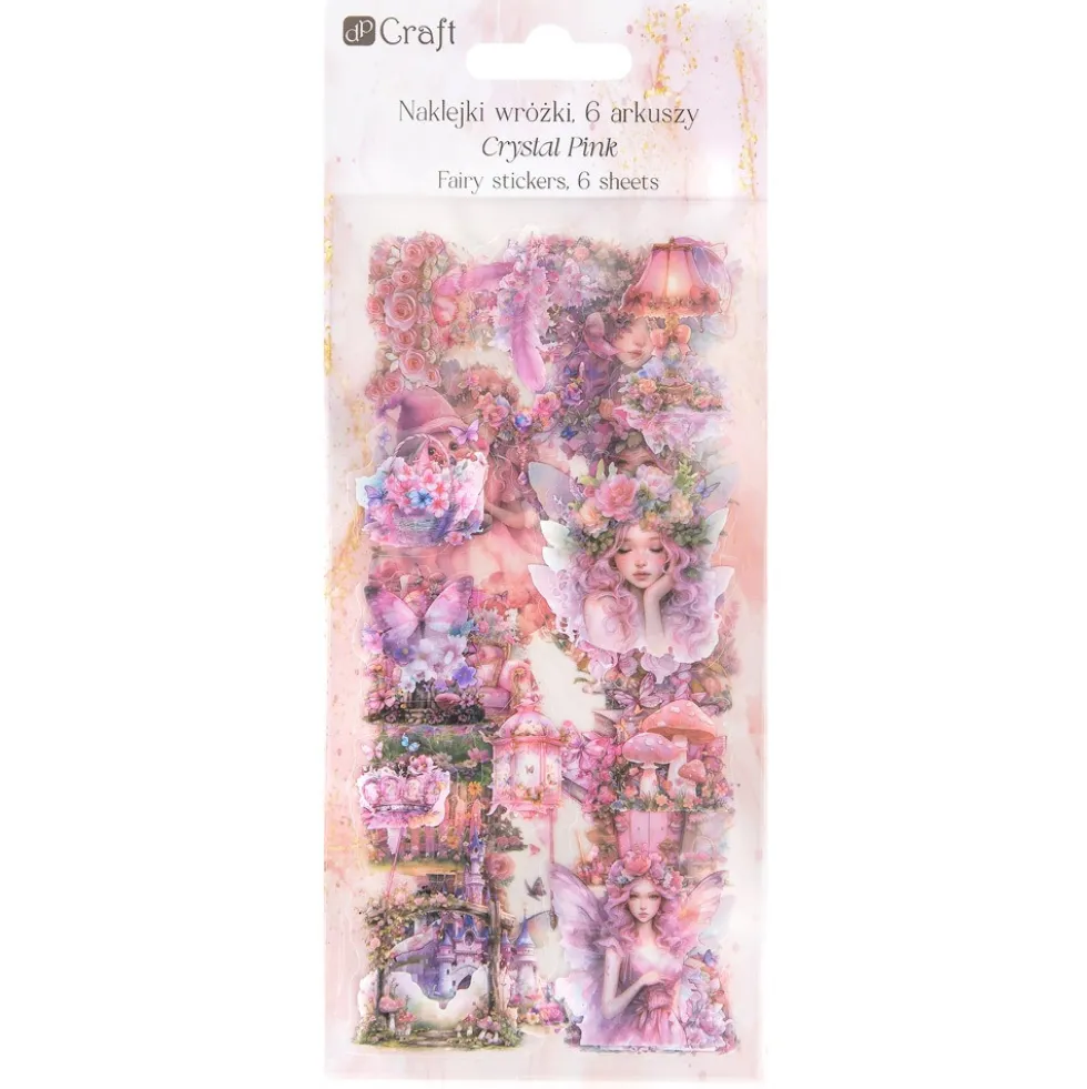 Naklejki foliowe Wróżki - DpCraft - Crystal Pink 6 ark.