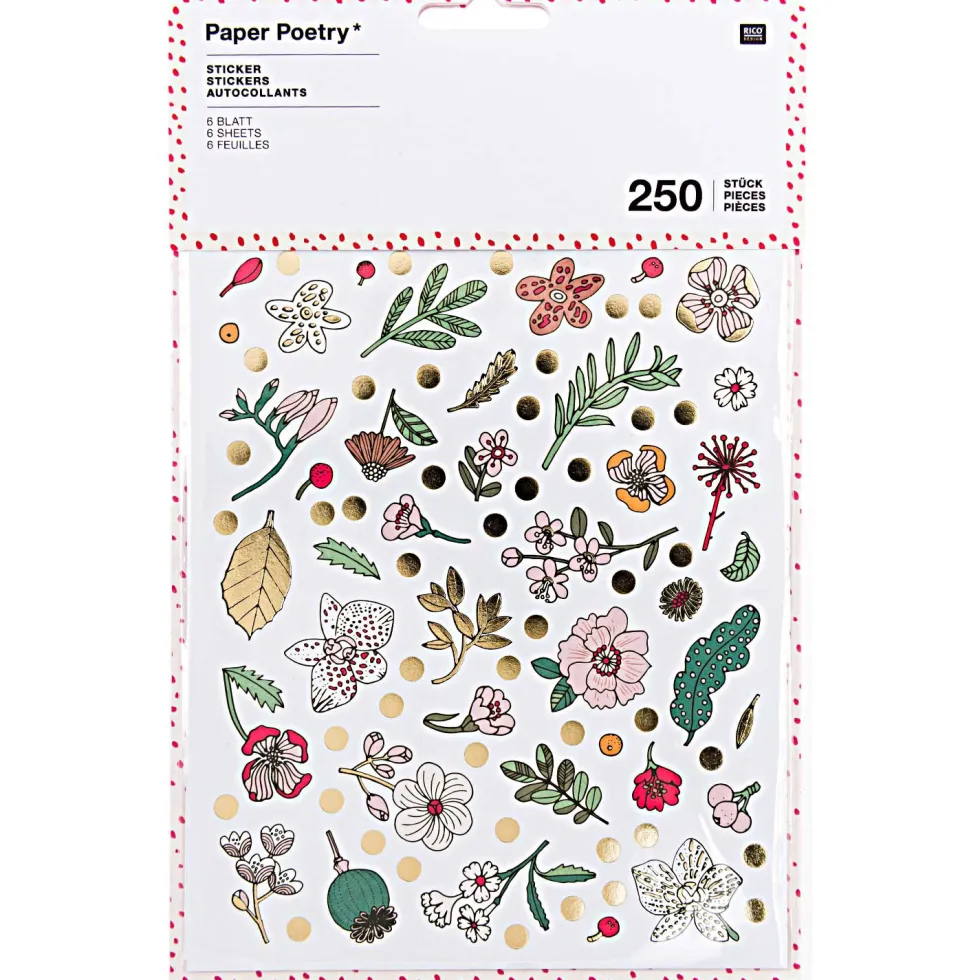 Naklejki Hygge - Paper Poetry - kwiaty, 250 szt.