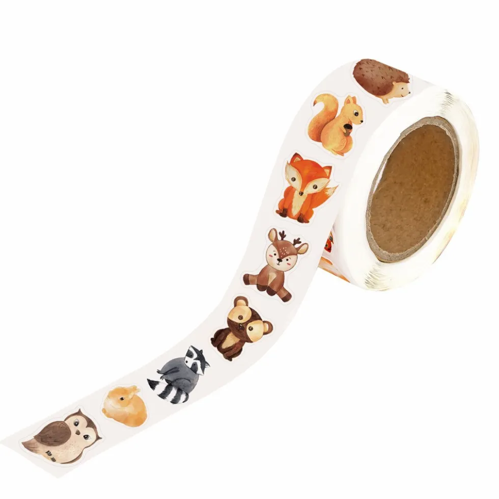 Naklejki motywacyjne na rolce Zwierzątka leśne - DpCraft - 2,5 cm 500 szt.