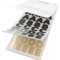 Naklejki papierowe, Alfabet - Paper Poetry - Black & Gold, 16 arkuszy