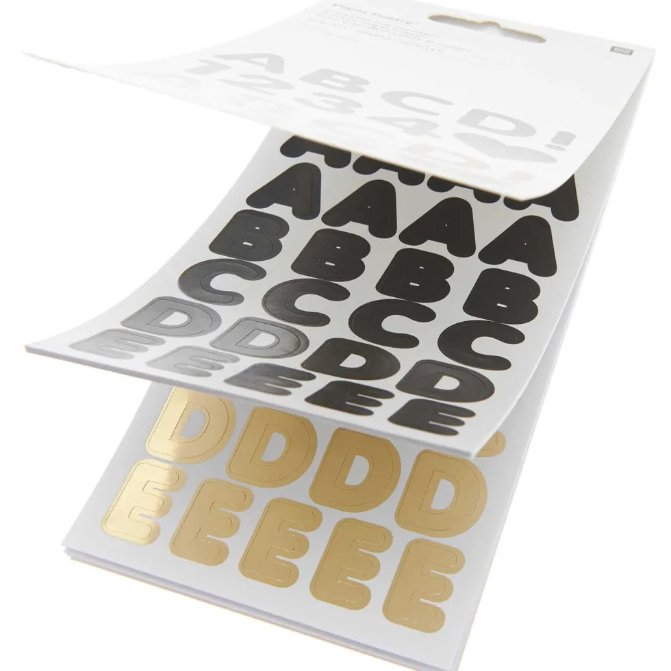 Naklejki papierowe, Alfabet - Paper Poetry - Black & Gold, 16 arkuszy