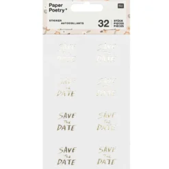 Naklejki Save The Date - Paper Poetry - złote, 32 szt.