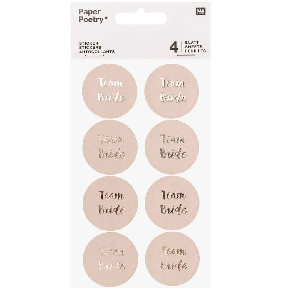 Naklejki Team Bride - Paper Poetry - różowe, 32 szt.
