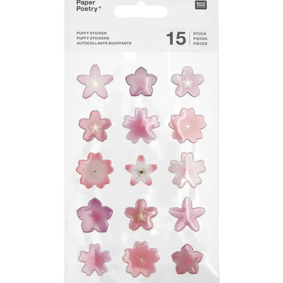 Naklejki wypukłe Kwiat Wiśni - Rico Design - 15 szt.