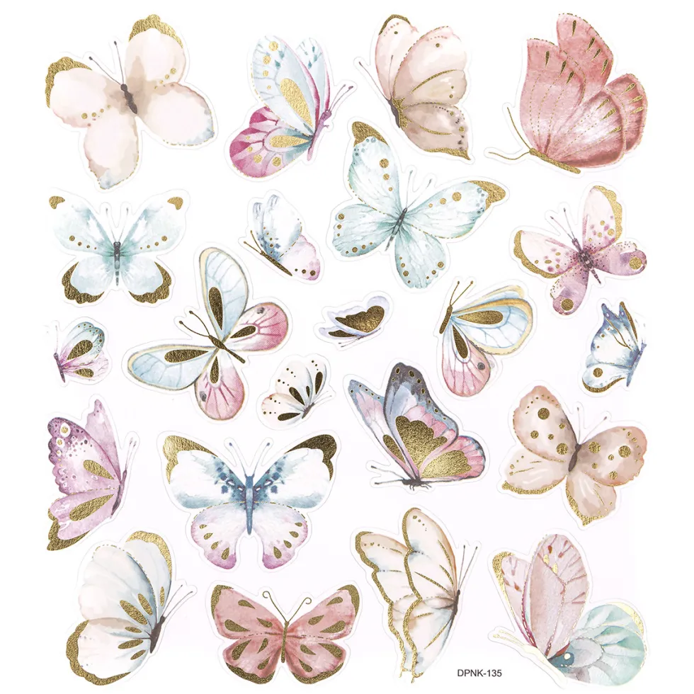 Naklejki ze złoceniami - DpCraft - Boho Butterflies, 22 szt.