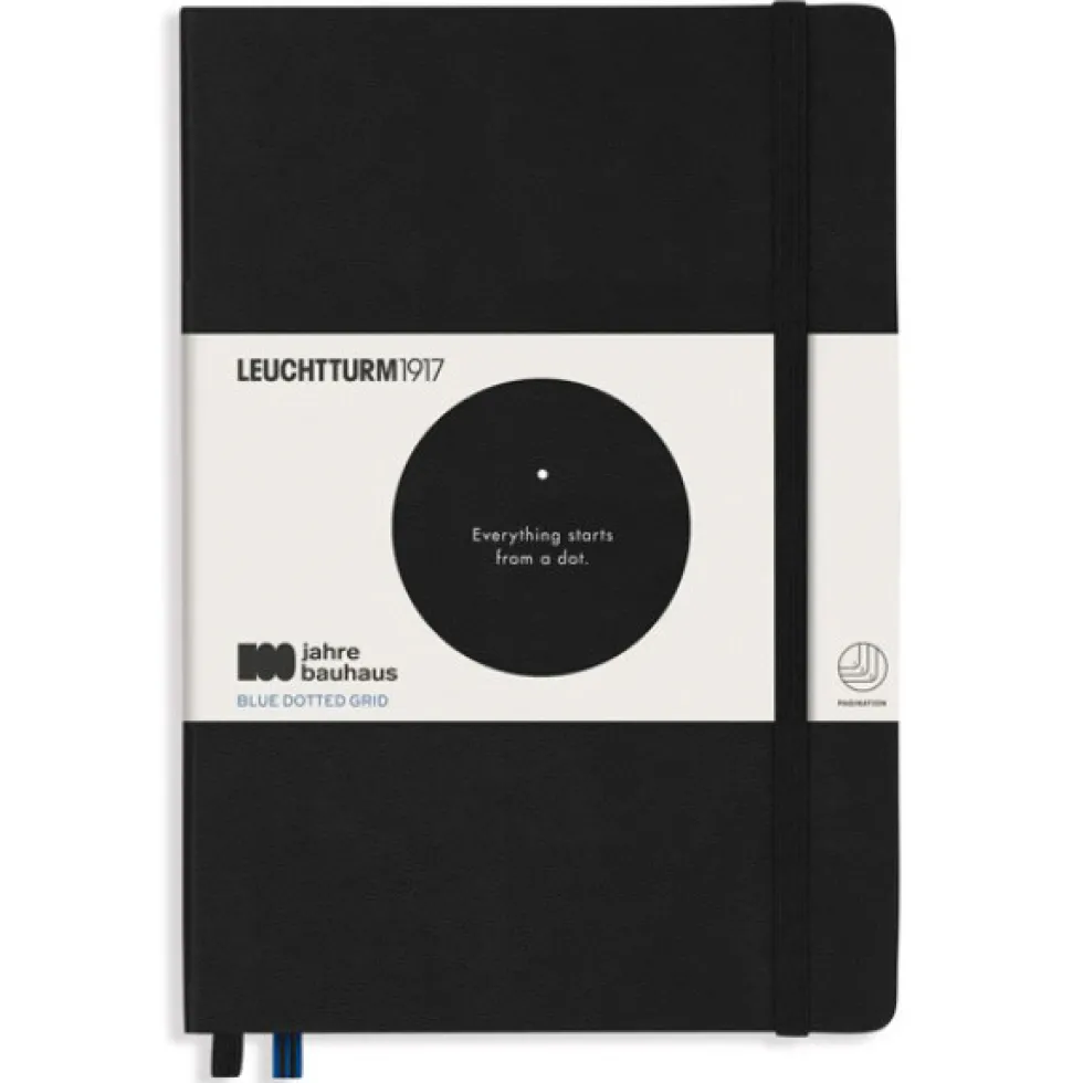 Notatnik Bauhaus - Leuchtturm1917 - Black, w kropki, twarda okładka, A5
