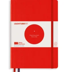 Notatnik Bauhaus - Leuchtturm1917 - Red, w kropki, twarda okładka, A5