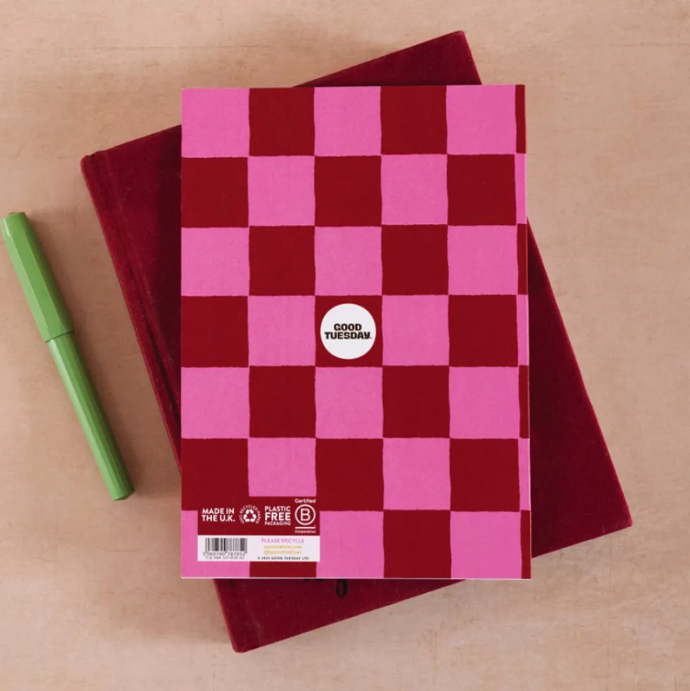 Notatnik Burgundy Check A5 - Good Tuesday - miękka okładka 90 g